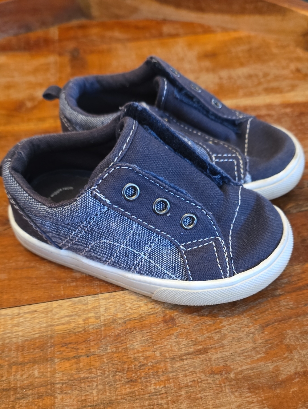 wonder nation Navy Blue Canvas Slip-On Sneakers for Kids